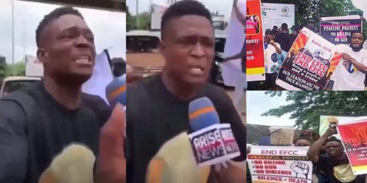 “It’s our right, we’re collecting our father’s money” – Youths protesting against EFCC in Oyo explains reason for internet fraud (Video)