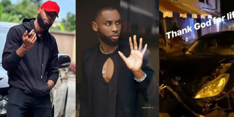 BBNaija star, Emmanuel survives ghastly car accident