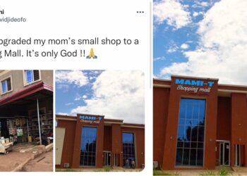 Young man dragged after he used a ‘photoshopped’ picture to lie that he built a Mall for his mother. (PHOTOS)
