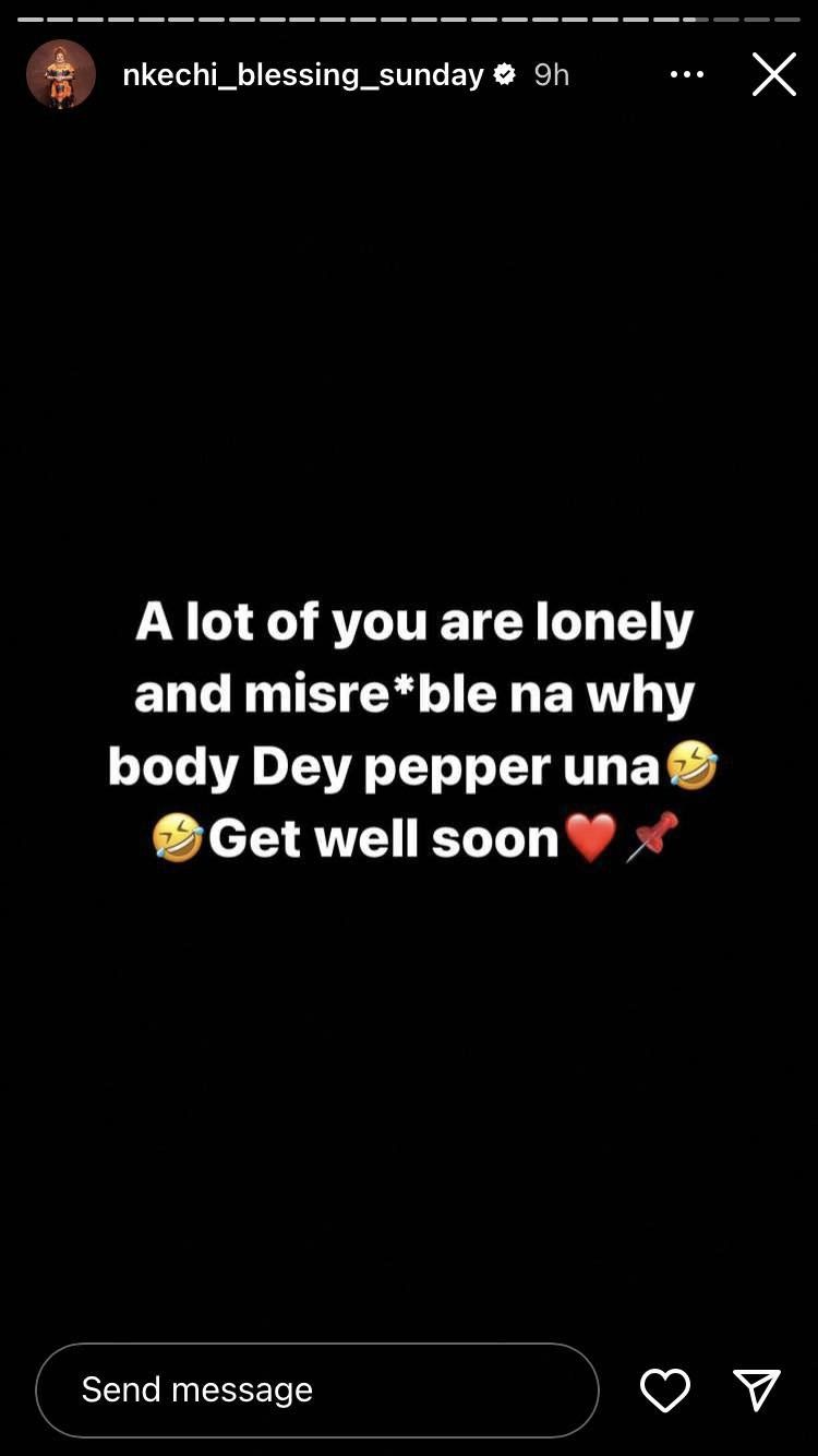 “I can post 3 million men on my page if I want to” – Nkechi Blessing blasts critics about her new man. 4 I can post 3 million men on my page if I want to Nkechi Blessing Sunday slams those criticizing her for posting her new man 6