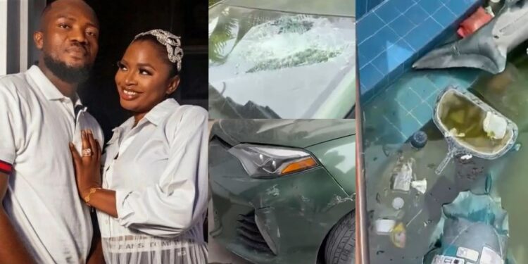 “Very insensitive” — Netizens drags businessman, IVD as he shares videos of wife, Bimbo destroying his properties following her death (Watch)