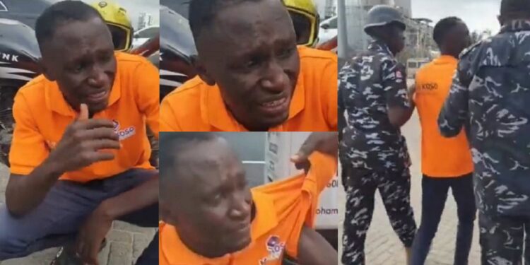 #EndSARS memorial: Moment police arrest weeping dispatch rider who survived Lekki tollgate shooting (Video)