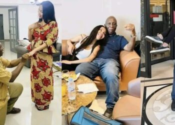 Elderly man goes on his knee to propose to young lover (Photos)