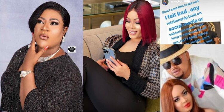 “How far your marriage wey you hide like palliative?” – Nkechi Blessing continues to drag Nina, digs out old post of Nina referencing her failed relationship