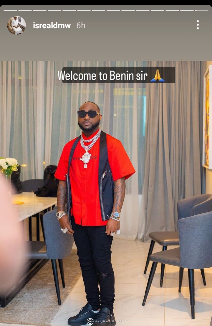Singer Davido arrives Benin for his aide, Israel DMW’s white wedding 4 Screenshot 20221021 145939