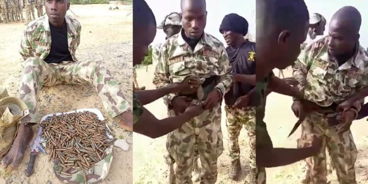 Soldier arrested for allegedly stealing ammunition and selling them to Boko Haram members and bandits (Video)
