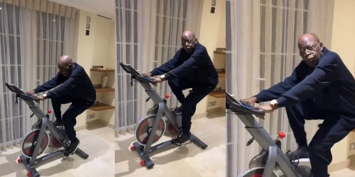 I am healthy and ready to serve Nigerians from Day one – APC Presidential Candidate, Tinubu writes as he shares video of his workout session.