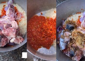 “He dey cook nonsense” – Netizens react to a man showing off his ‘chef skills’ (Video)
