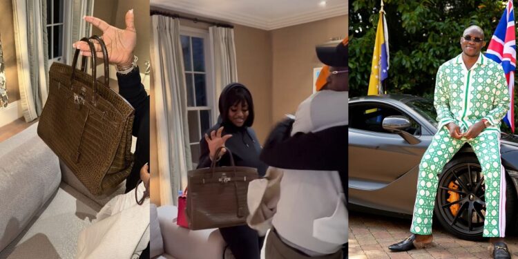 UK-based Nigerian Pastor, Tobi Adegboyega, gifts Davido’s fiancée, Chioma, a Hermes Birkin bag reportedly worth $95000 (video)