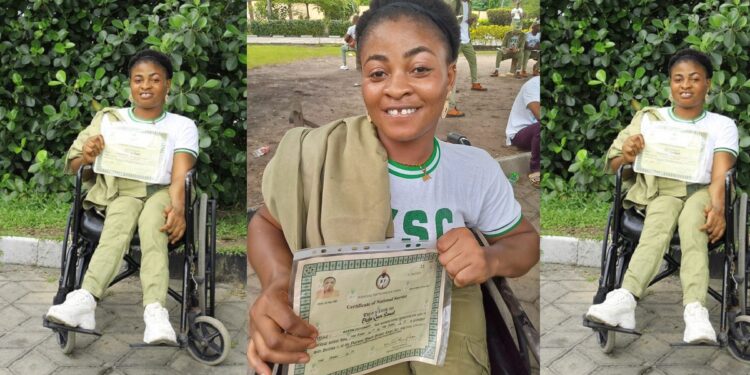 Differently-abled woman celebrates passing out of NYSC