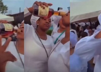 Mixed reactions as church members are seen drinking alcohol after a church service (video)