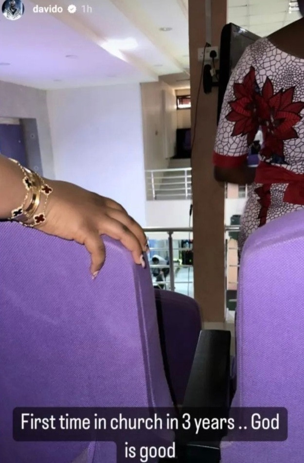 First time in church in 3 years – Davido writes as he attends Sunday service with Chioma 3 church