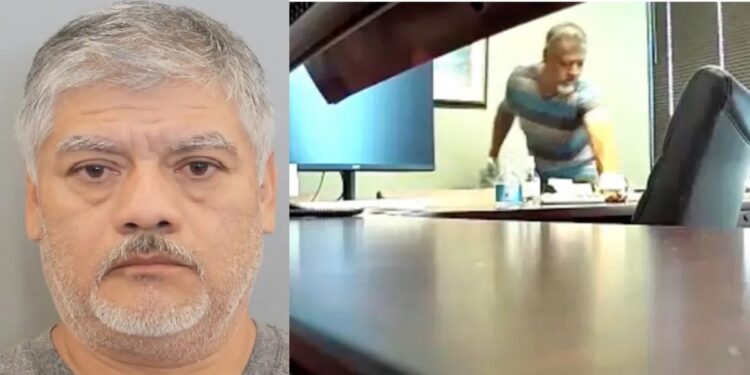 Office custodian arrested