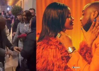 Davido spotted rejecting bouquet of flowers from a lady in London