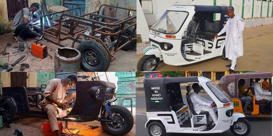 Man wows netizens as he builds a tricycle from scratch in Kano (Photos)