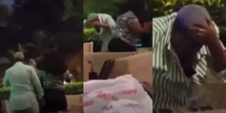 Husband flees as wife smashes bottle on side chic’s head after catching them in a hotel (Video)