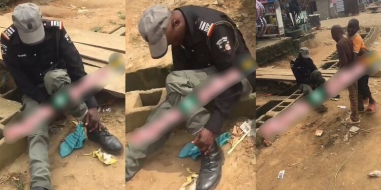 Intoxicated police officer mocked by children after he allegedly fell asleep in the middle of the road (video)