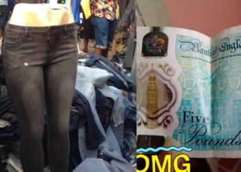 Nigerian lady elated after finding £5 in jeans outfit she bought