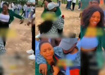 Nigerian lady goes wild in excitement, yanks off wig as boyfriend proposes to her (Video)