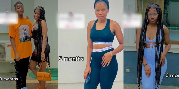 “How come?” – 8 months pregnant lady with flat tummy causes a stir (Video)