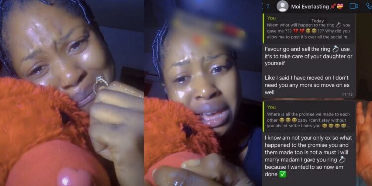 “Sell the ring and take care of your daughter” – Single mother cries profusely as fiancé abruptly cancels their engagement (Video)