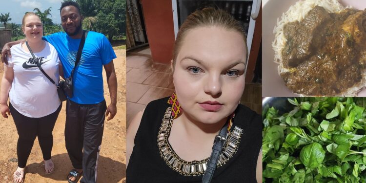 “Don’t call me Oyibo again” – German woman married to Nigerian man hails herself after making ‘Ofe Akwu’ for the first time (Photos)