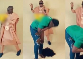 Man screams in fear as female photographer suddenly goes into trance during photoshoot (Video)