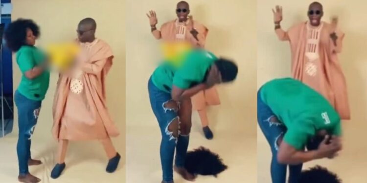 Man screams in fear as female photographer suddenly goes into trance during photoshoot (Video)