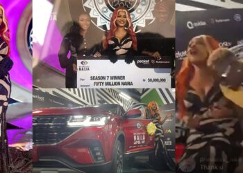 Moment BBNaija level-up winner, Phyna received her 50 million naira cheque, brand new SUV, others (Photos/Videos)