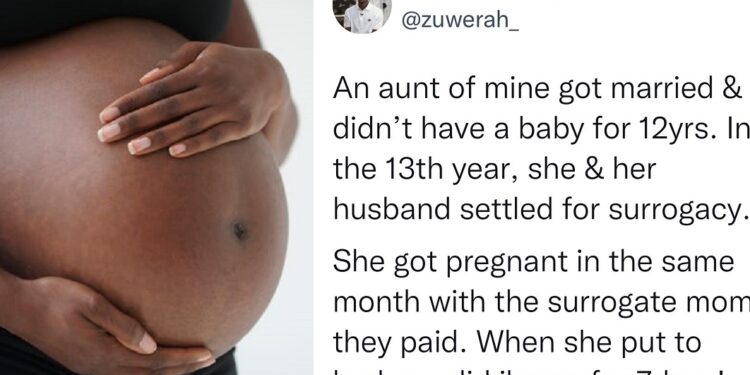 Man reveals how his Aunt was blessed with three newborn babies after 13 years of marriage.