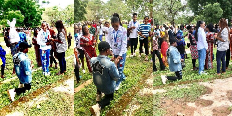 Man surprises girlfriend with marriage proposal during her final year sign-out celebration at Federal Polytechnic Idah, Kogi
