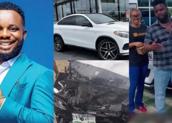 Skit maker, Sabinus buys another Benz a month after surviving auto crash that wrecked the previous (Video)
