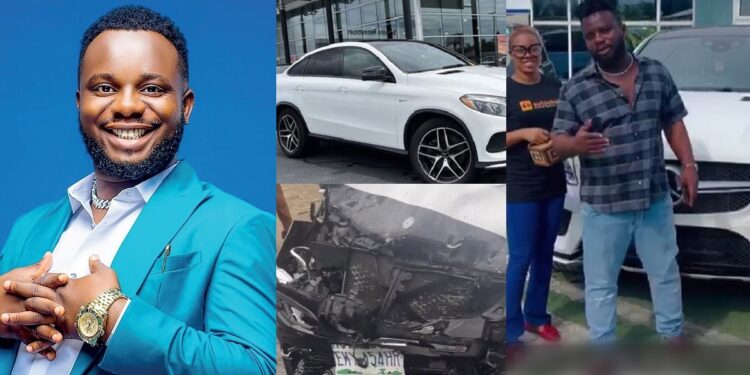 Skit maker, Sabinus buys another Benz a month after surviving auto crash that wrecked the previous (Video)