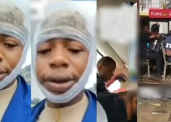 Skit-maker lands in hospital after being beaten to pulp by youths for ‘snake prank’ (Video)