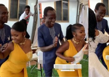 Funny moment a woman rescued her husband as he was stuck dancing with another woman at a wedding. (VIDEO)