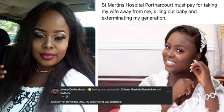 Nigerian man calls out a hospital for causing the death of his wife and the child in her womb.