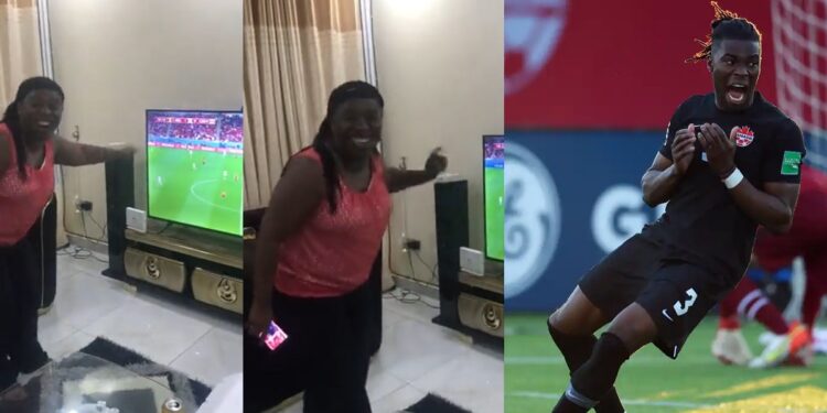 “My Son is in the World Cup, Yeah baby, thank You Jesus” – Nigerian Mother rejoices while watching her son play for Canada (VIDEO)