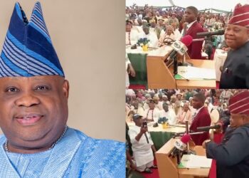 Governor Ademola Adeleke dances to Buga on his first day in office as governor of Osun state (Video)