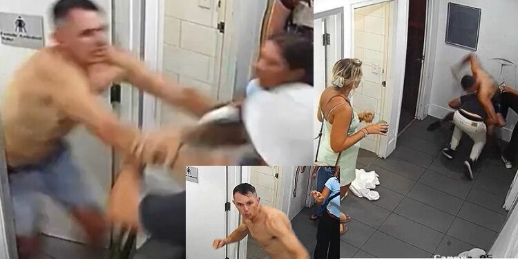 Man attacks cleaner who interrupted his intimate moment in a nightclub toilet (video)