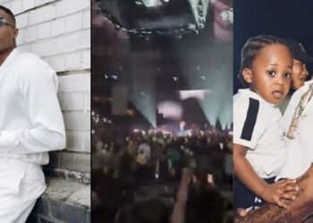 Moment Wizkid paid tribute to Davido’s late son during a performance in New York (Video)