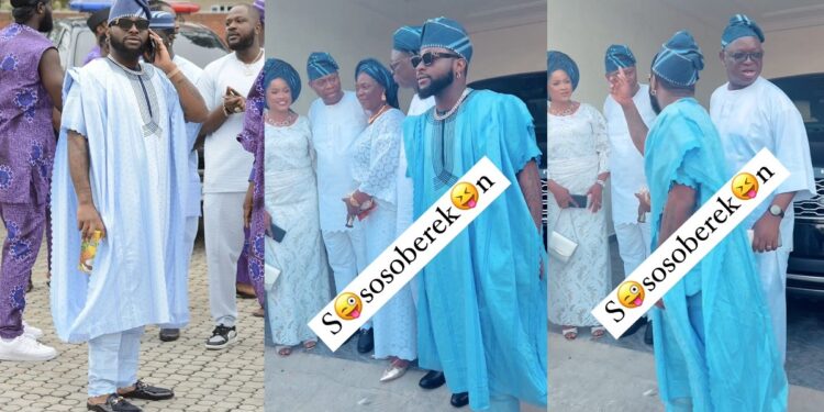 “David, where’s Chioma?” – Davido’s dad asks him as they take family photo during his Uncle’s inauguration (VIDEO)