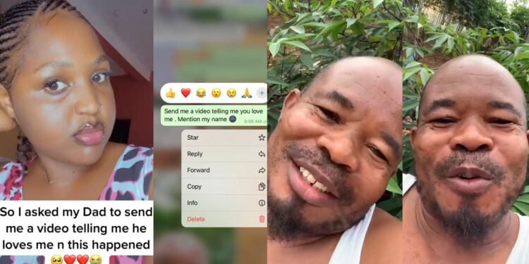 Lady asks her dad to send her a video of him saying he loves her and what he sent has netizens gushing (WATCH)