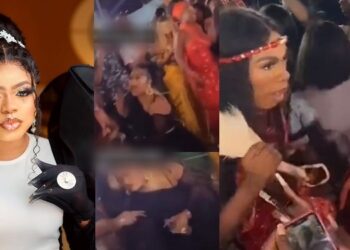 The drama that went down when Bobrisky threw bottle at James Brown and Papaya Ex at an event (Video)