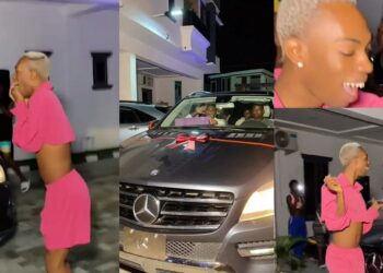 Crossdresser, James Brown excited as he receives brand new Mercedes Benz from fans (Video)
