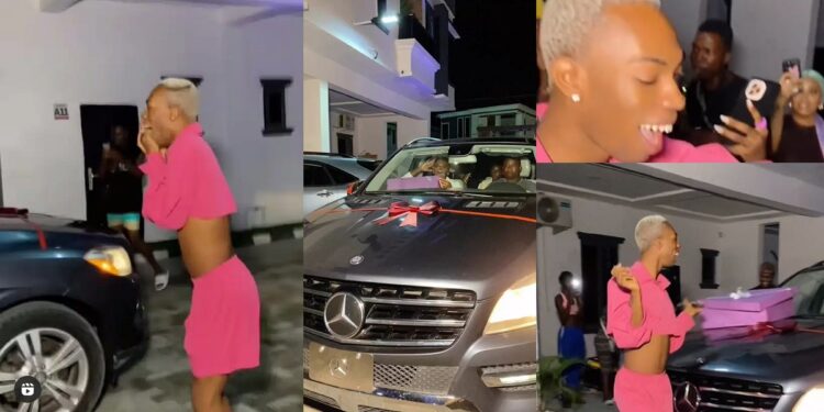 Crossdresser, James Brown excited as he receives brand new Mercedes Benz from fans (Video)