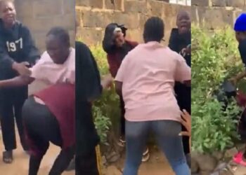Outrage as lady and her friends physically confronts boyfriend’s side chic (Video)