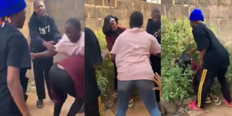 Outrage as lady and her friends physically confronts boyfriend’s side chic (Video)