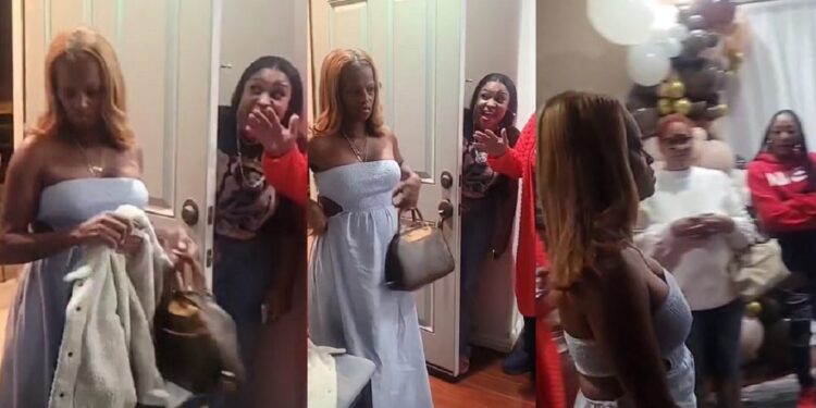 “This is uncouth” – Netizens reacts to lady’s cold reaction to surprise birthday party organised for her by friends (Video)