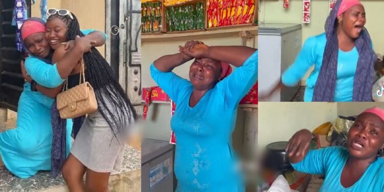 “I’ve never dreamt of this” – Nigerian woman ecstatic, breaks down in tears as good Samaritan gifts her a shop full of goods (Video)