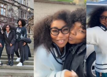 Adorable moment actress, Rita Dominic welcomes friends to England ahead of her Church wedding to Fidelis Anosike (Videos)